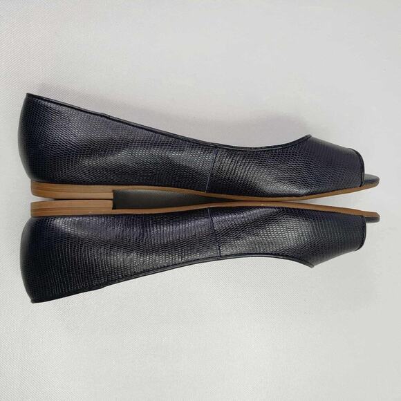Talbots Flats Women’s Ballet Navy Blue Peep Toe Slip On Size 9.5 Leather Shoe - Picture 7 of 9